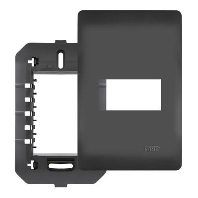 Placa 4x2 C-suporte - 1 Módulos Horizontais - 4071 Habitat Black