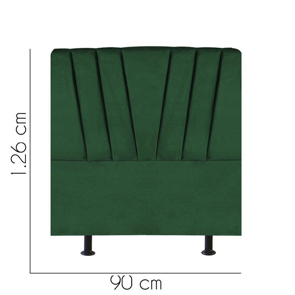 Cabeceira Estofada Bélgica 90cm Solteiro Para Cama Colchão Box Quarto Suede Verde - Aurora Line - 2