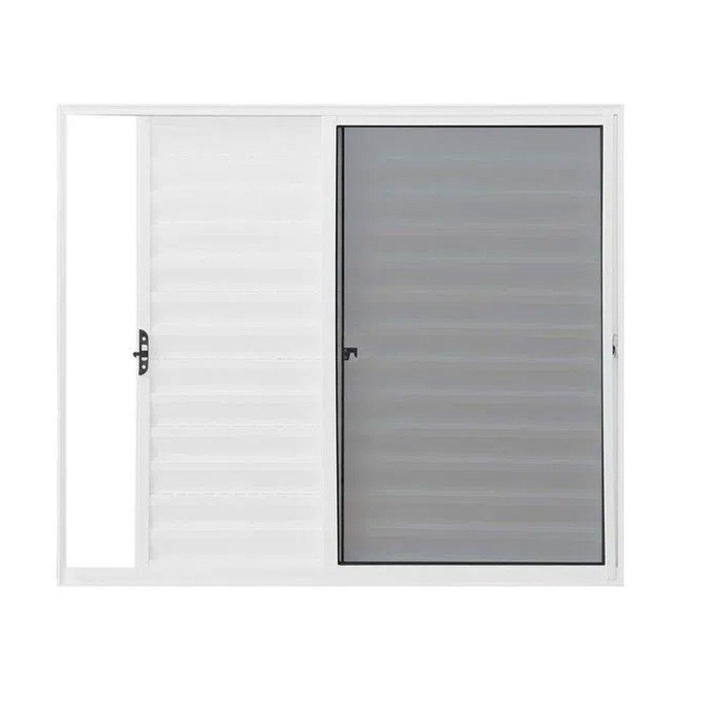 Janela De Correr Alumasa - 3 Folhas Com Veneziana 100x100 Branca - 1