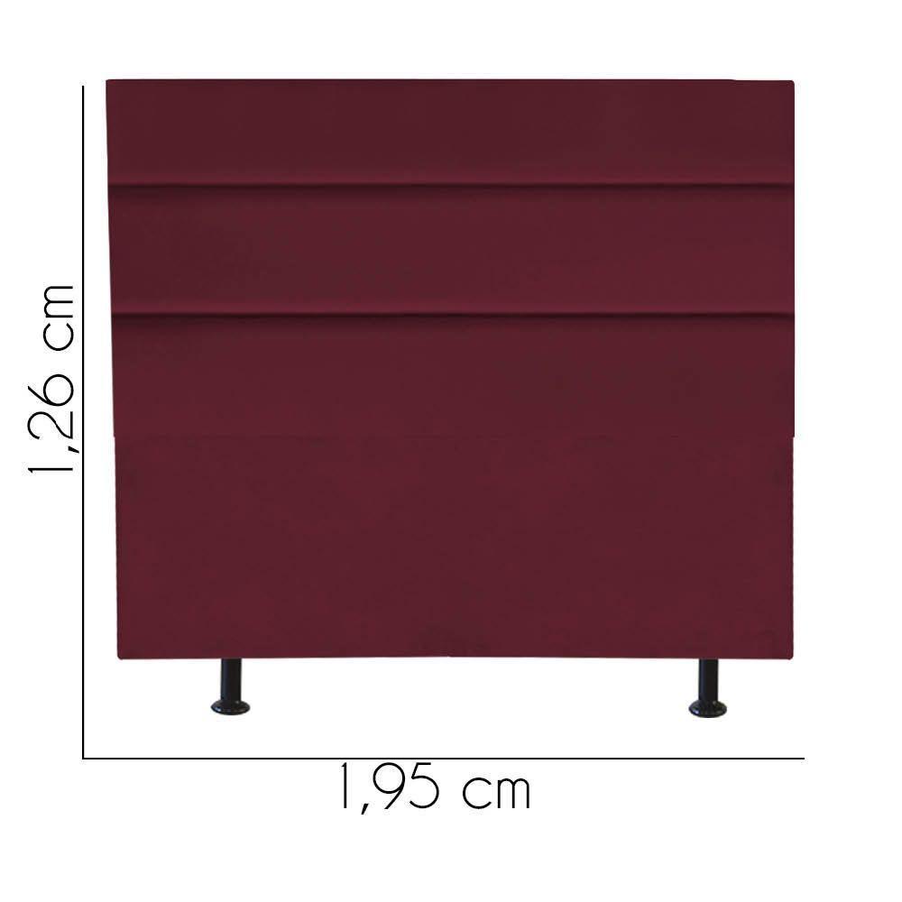 Cabeceira Estofada Argentina 195cm King Size Para Cama Colchão Box Quarto Suede Bordô - Aurora Line - 3