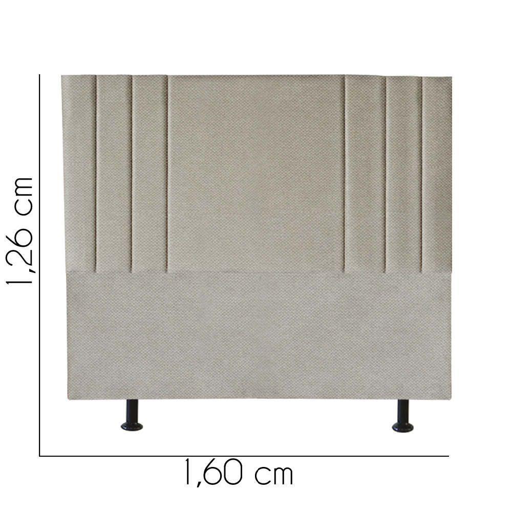 Cabeceira Estofada Grécia 160cm Queen Size Para Cama Colchão Box Quarto Linho Bege - Aurora Line - 3