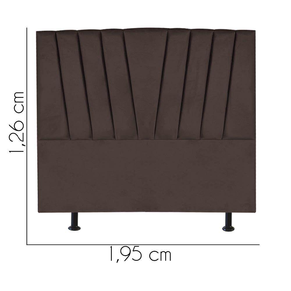 Cabeceira Estofada Bélgica 195cm King Size Para Cama Colchão Box Quarto Suede Marrom - Aurora Line - 3