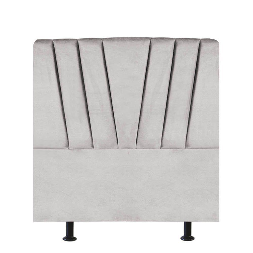 Cabeceira Estofada Bélgica 90cm Solteiro Para Cama Colchão Box Quarto Suede Cinza Claro - Aurora Line - 1