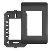 Placa 4x2 C-suporte - 3 Módulos Horizontais - Habitat Black 4075 - 1