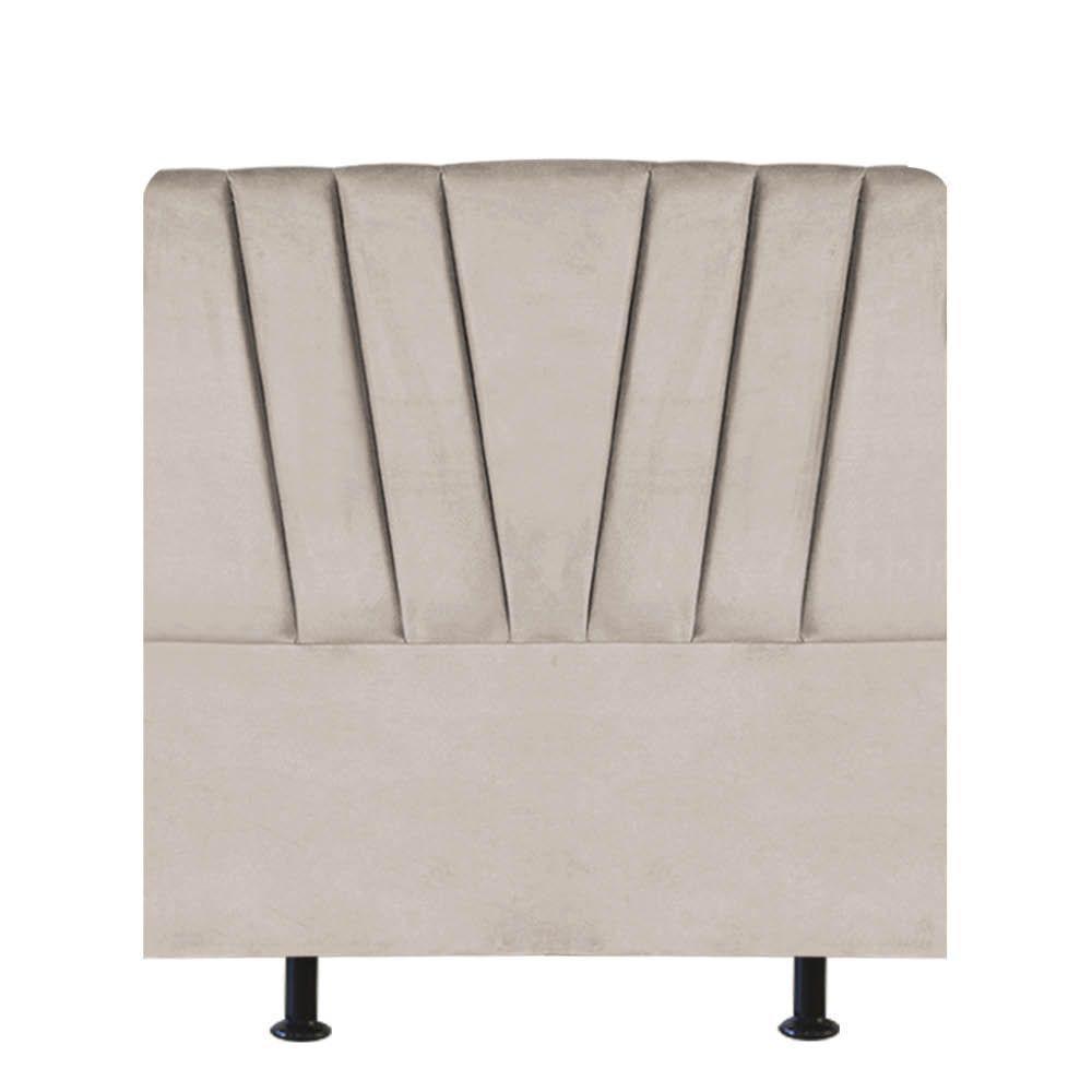 Cabeceira Estofada Bélgica 90cm Solteiro Para Cama Colchão Box Quarto Suede Bege - Aurora Line - 1
