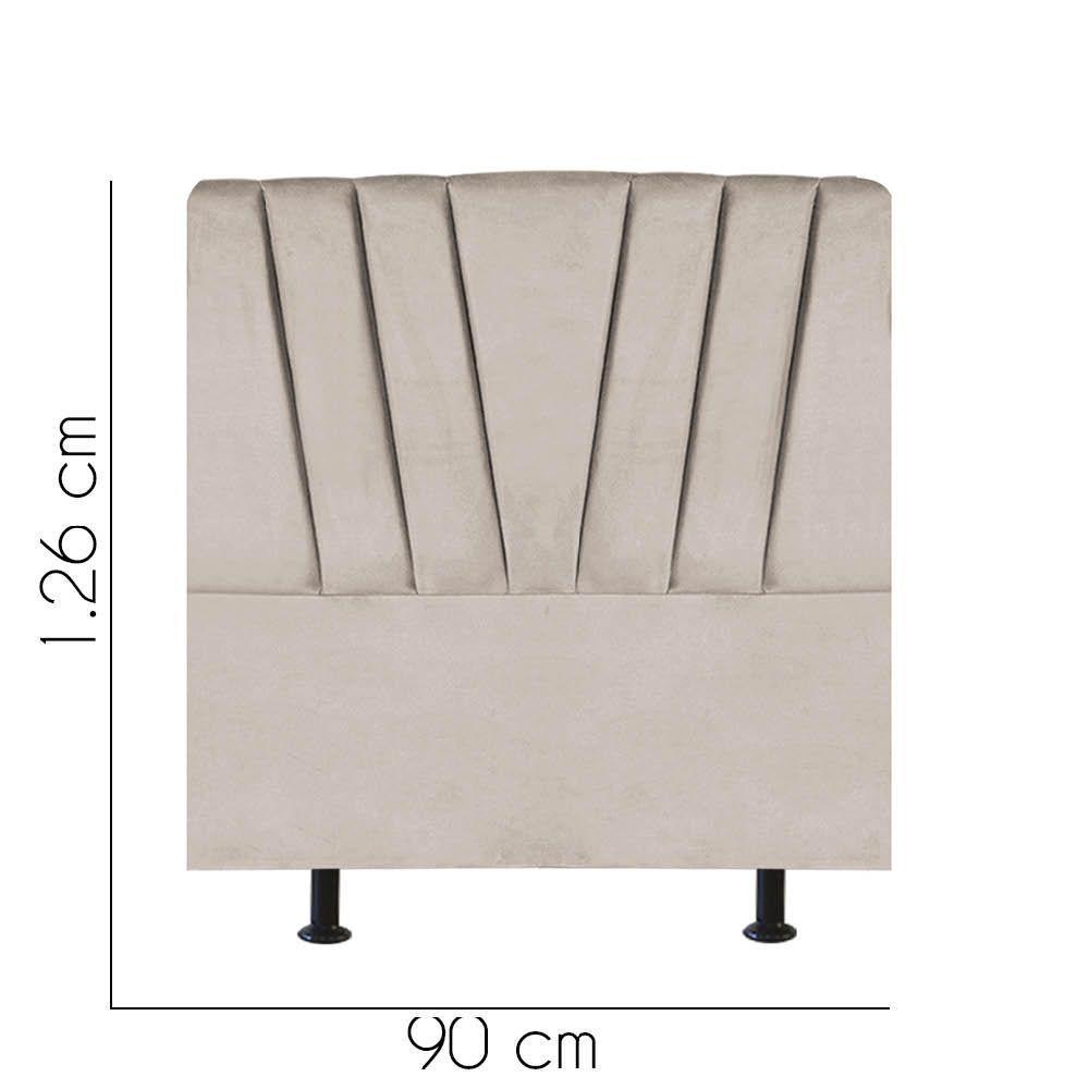 Cabeceira Estofada Bélgica 90cm Solteiro Para Cama Colchão Box Quarto Suede Bege - Aurora Line - 2