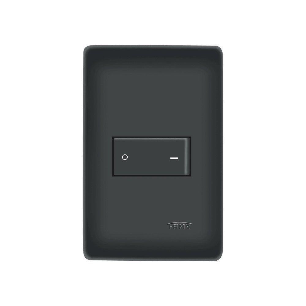 Interruptor Bipolar Simples Fame Habitat Black Com Placa 4x2 Preto - 1