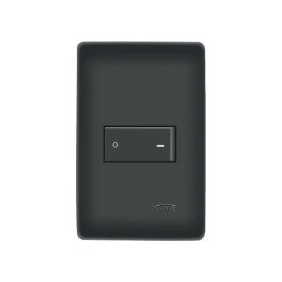 Interruptor Bipolar Simples Fame Habitat Black Com Placa 4x2 Preto