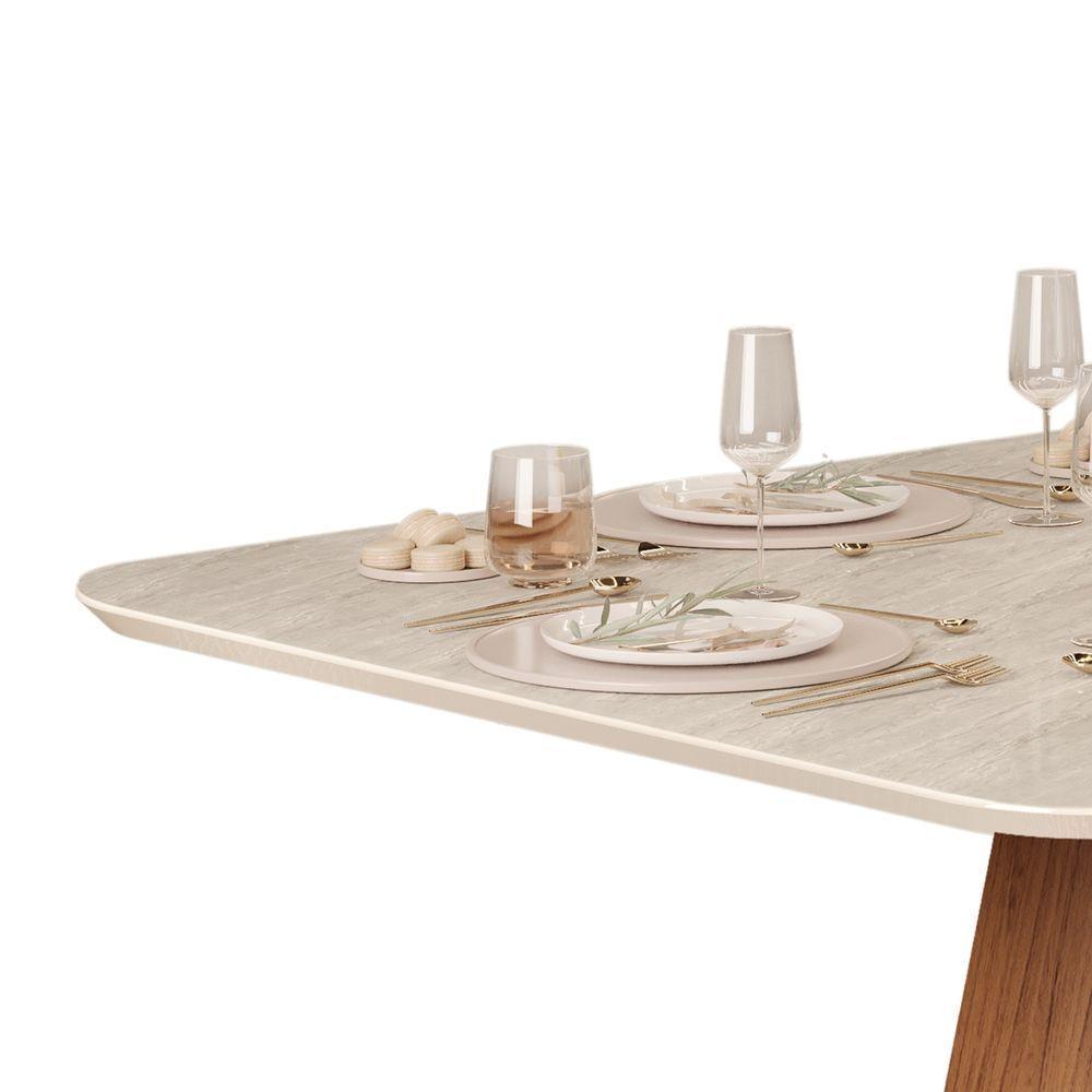 Mesa Kiara Tampo Chanfrado Curvo Madeira Freijó Com Quartzo - 4