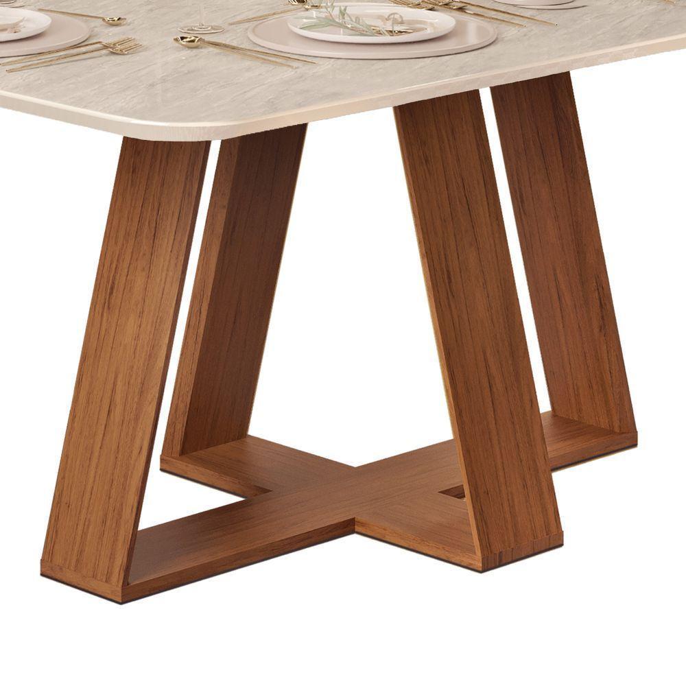 Mesa Kiara Tampo Chanfrado Curvo Madeira Freijó Com Quartzo - 5