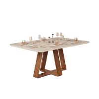 Mesa Kiara Tampo Chanfrado Curvo Madeira Freijó Com Quartzo - 1