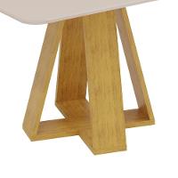 Mesa De Jantar Kiara Tampo Chanfrado Curvo Cedro Com Tampo Off White - 5