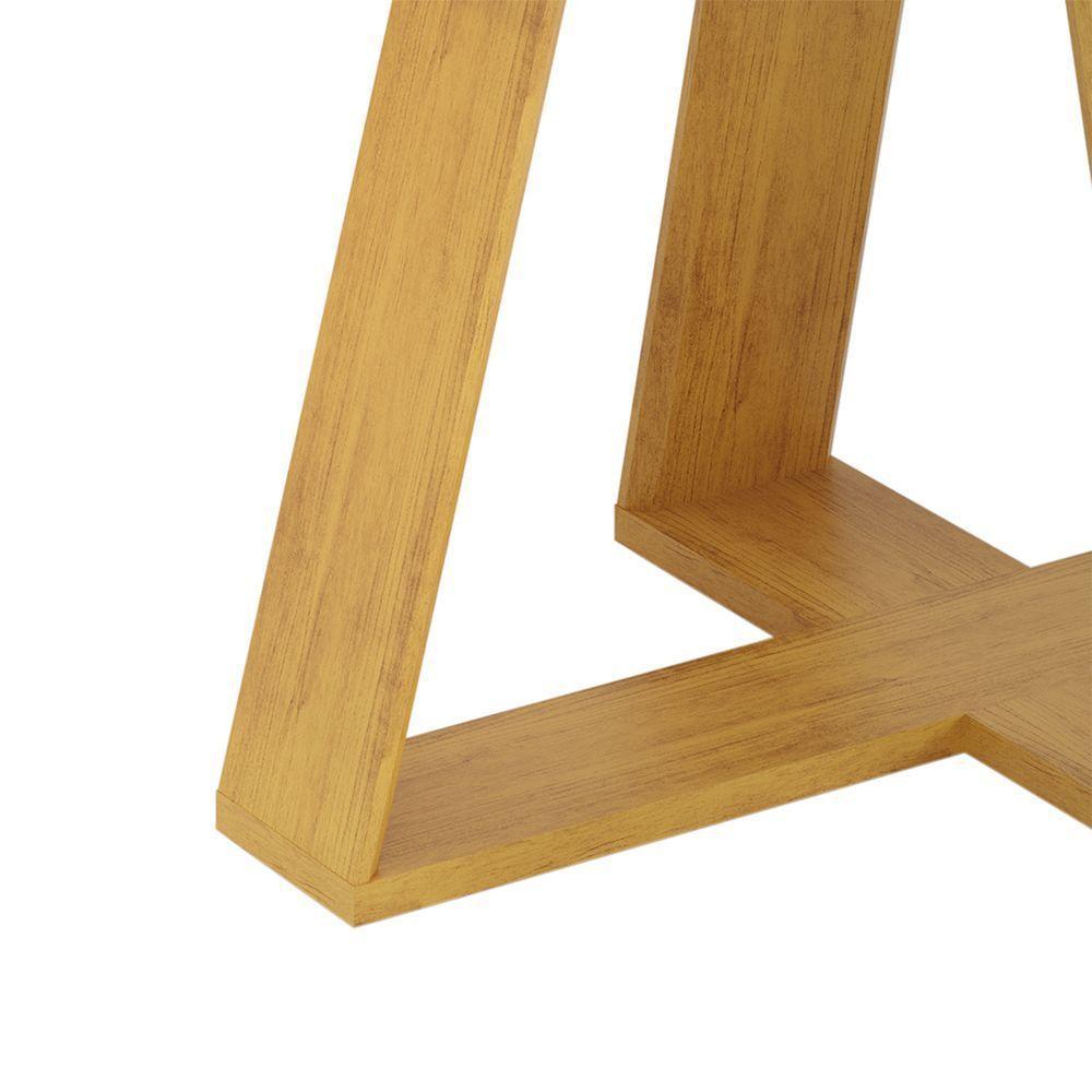 Mesa De Jantar Kiara Tampo Chanfrado Curvo Madeira E Vidro Pintado Cedro Com Off White - 4