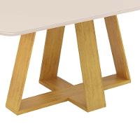 Mesa De Jantar Kiara Tampo Chanfrado Curvo Madeira E Vidro Pintado Cedro Com Off White - 5
