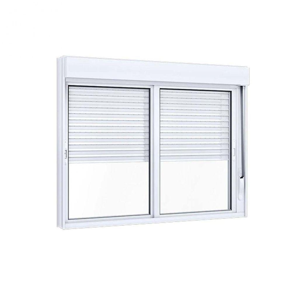 Janela De Aluminio Correr Com Persiana - 2 Folhas - 120x120 Giusto Branca - 1