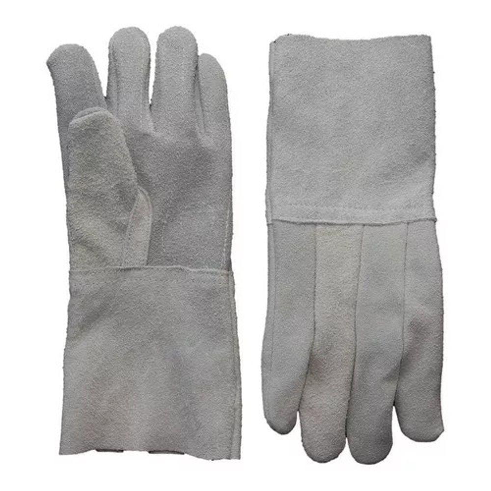 Luva Raspa Couro P15 Epi Segurança Cano Longo Pedreiro Ca - 1