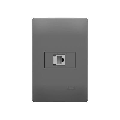 Tomada Para Rede De Informática Fame Habitat Onix Rj45 Cat5e 8 Vias Com Placa 4x2 Onix