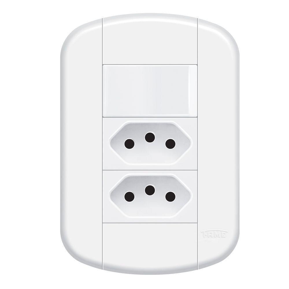 Interruptor Simples Com Tomada Dupla 10a Fame - 3927 Blanc - 1