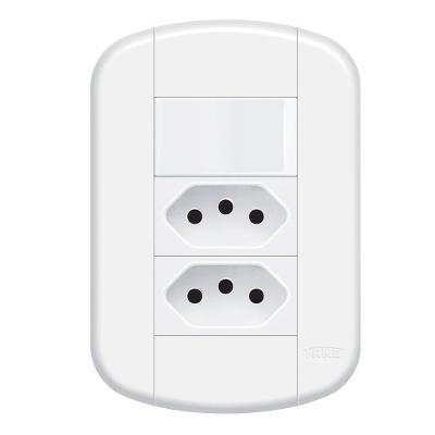 Interruptor Simples Com Tomada Dupla 10a Fame - 3927 Blanc