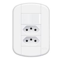Interruptor Simples Com Tomada Dupla 10a Fame - 3927 Blanc - 1