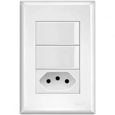 Interruptor Simples Com Tomada Dupla 20a Fame - 3928 Blanc