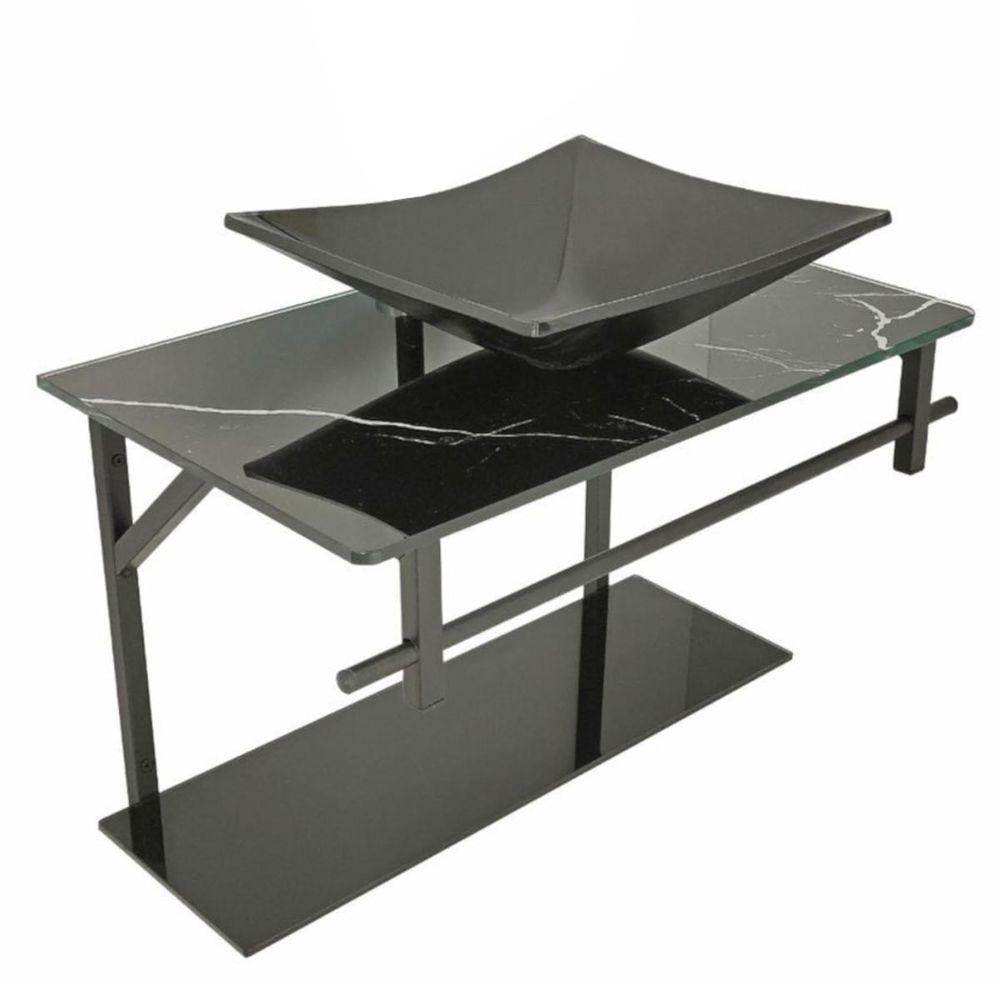 Lavatório Rubi Mármore 48x35cm Preto Com Espelho - 0175 - Dulluc - 2