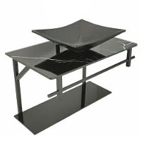 Lavatório Rubi Mármore 48x35cm Preto Com Espelho - 0175 - Dulluc - 2