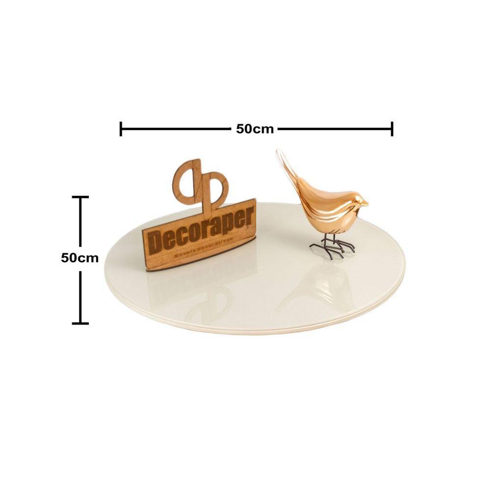 Somente Tampo Para Mesa Com 50cm E Vidro Off White - 2