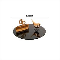 Somente Tampo Redondo Laqueado Com Vidro 90cm Preto - 2