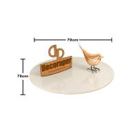 Somente Tampo Redondo Laqueado Com Vidro 70cm Off White - 2