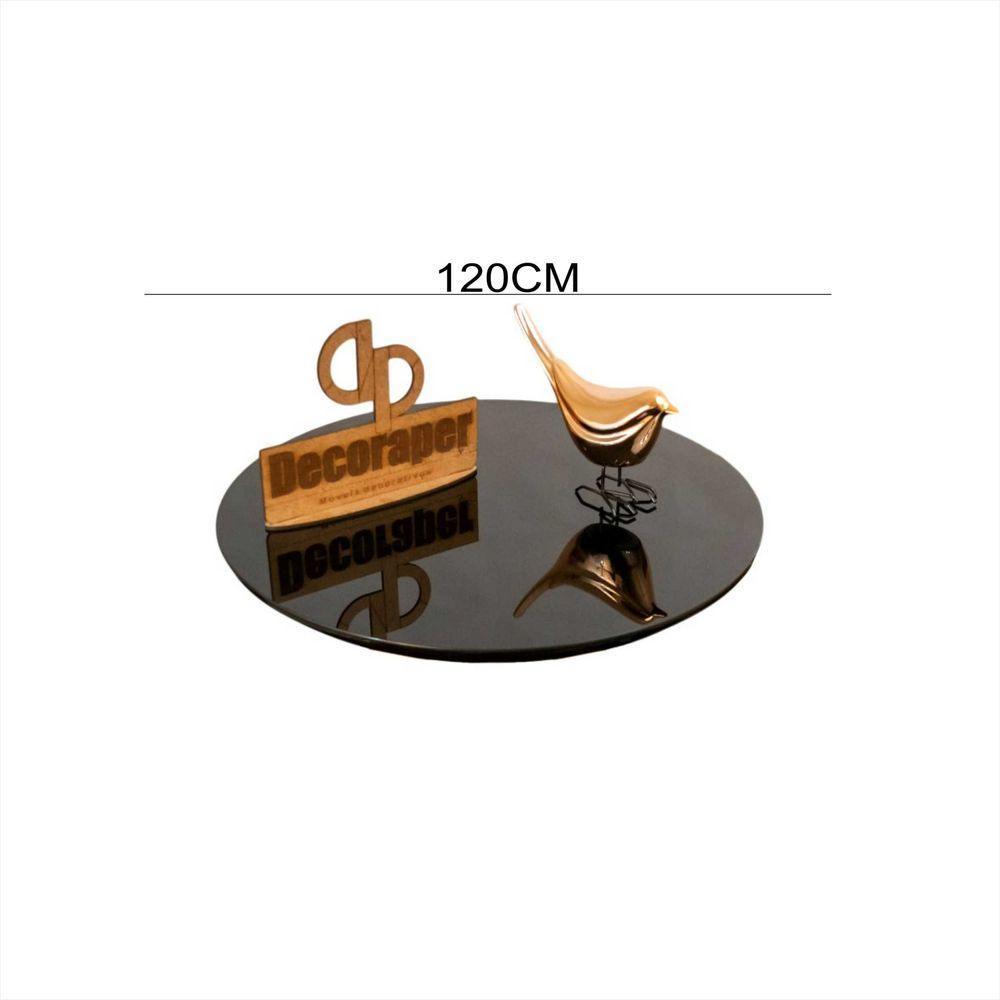 Somente Tampo Redondo Laqueado Com Vidro 120cm Preto - 2