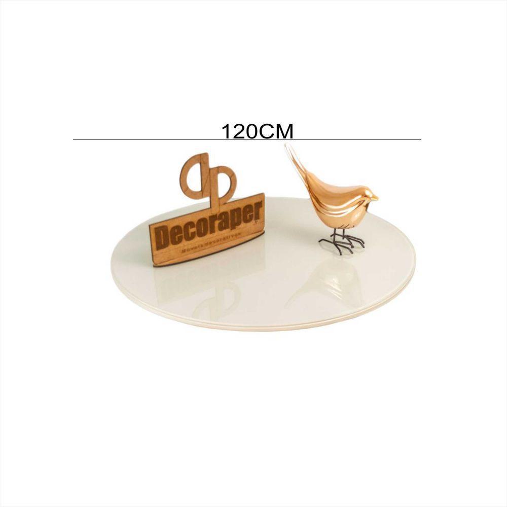 Somente Tampo Redondo Laqueado Com Vidro 120cm Off White - 2