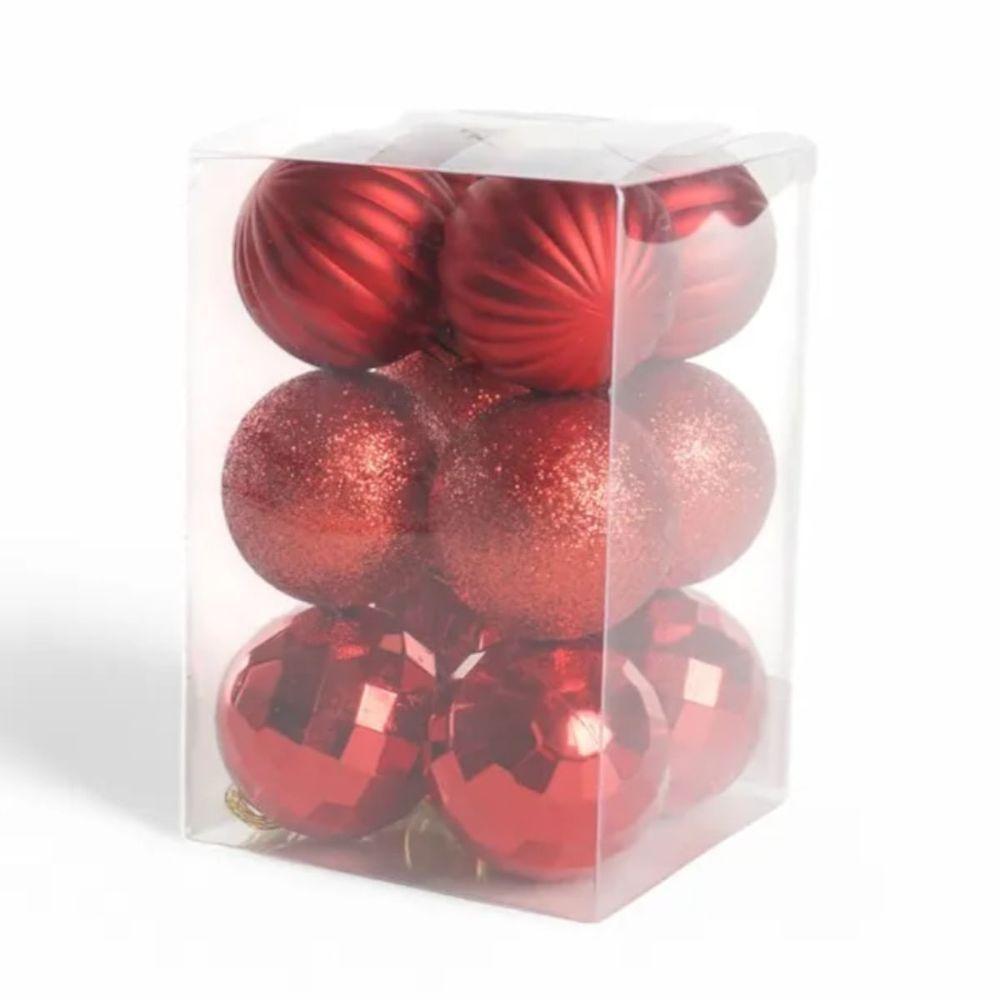 Enfeite Bolas Mistas 4cm Com 12 Peças Vermelho - 1072489 - Cromus - 2