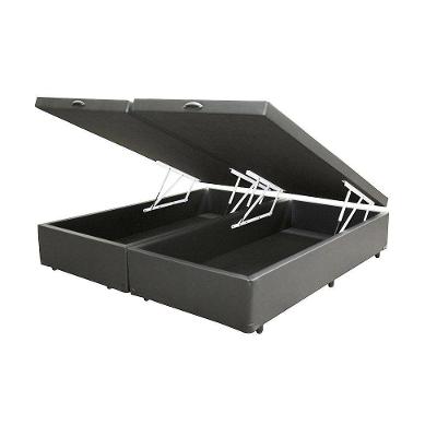 Cama Box Baú Blindado Queen Bipartido Loja Xerife Sintético Cinza 41x158x198