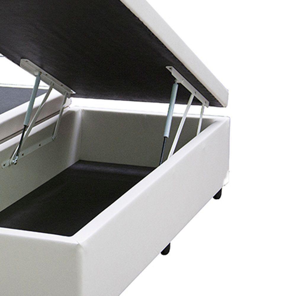 Cama Box Baú Blindado Queen Bipartido Loja Xerife Sintético Branco 41x158x198 - 3