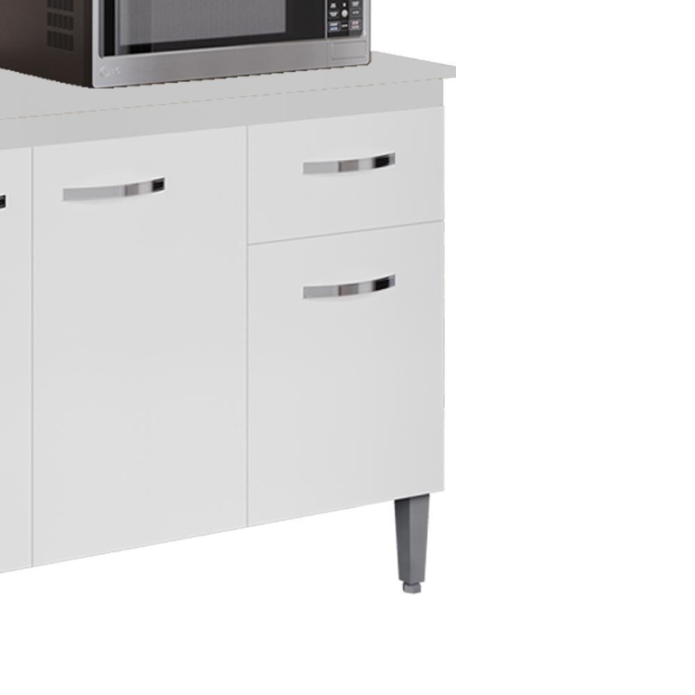 Balcao Com Tampo 150 Cm Gabriela Branco Preto Flex Reajl Moveis Branco Preto Flex - 7