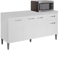 Balcao Com Tampo 150 Cm Gabriela Branco Preto Flex Reajl Moveis Branco Preto Flex - 1