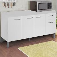 Balcao Com Tampo 150 Cm Gabriela Branco Preto Flex Reajl Moveis Branco Preto Flex - 2