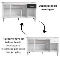 Balcao Com Tampo 150 Cm Gabriela Branco Preto Flex Reajl Moveis Branco Preto Flex - 5