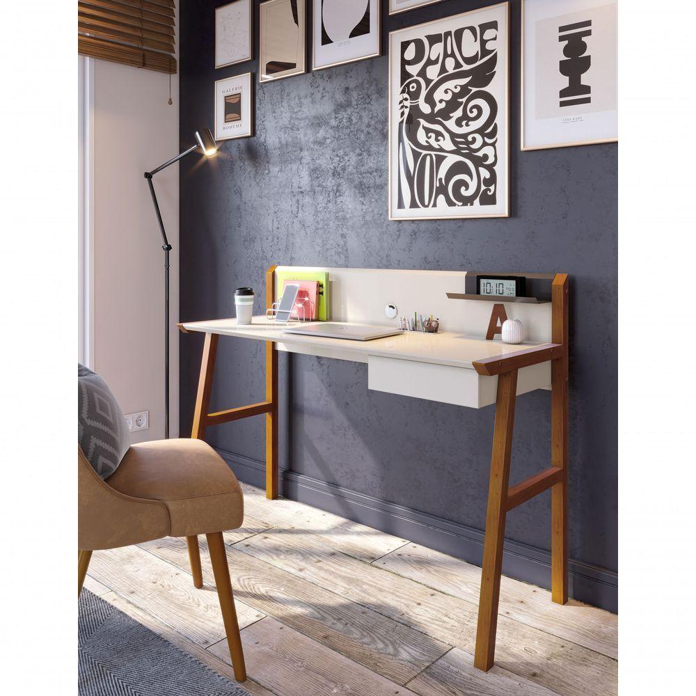 Escrivaninha Mesa Para Computador Job Off White - Imcal Móveis - 2