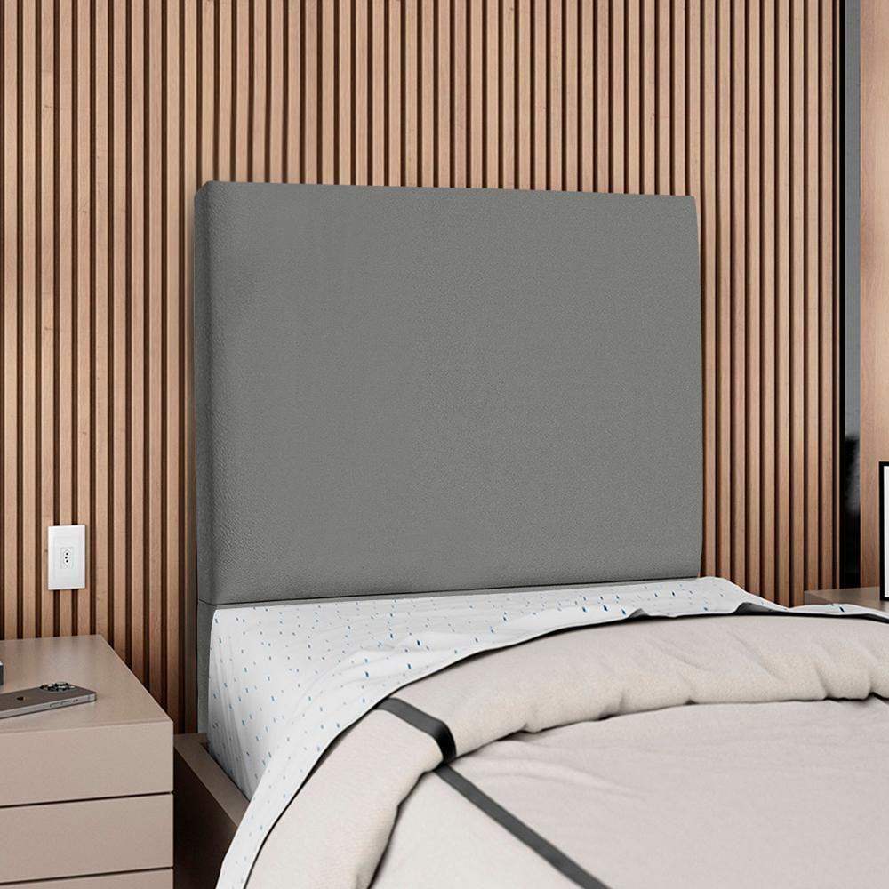 Cabeceira Solteiro 100 Cm Com Frame Luna Suede Cinza Artte Cinza - 2