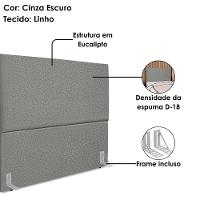 Cabeceira Queen 160 Cm Com Frame Luna Linho Cinza Escuro Artte Cinza Escuro