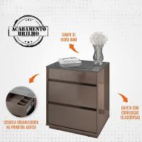 Kit 2 Mesas De Cabeceira 3 Gavetas 010023 Cinza Perola Dcasa Cinza Perola - 3