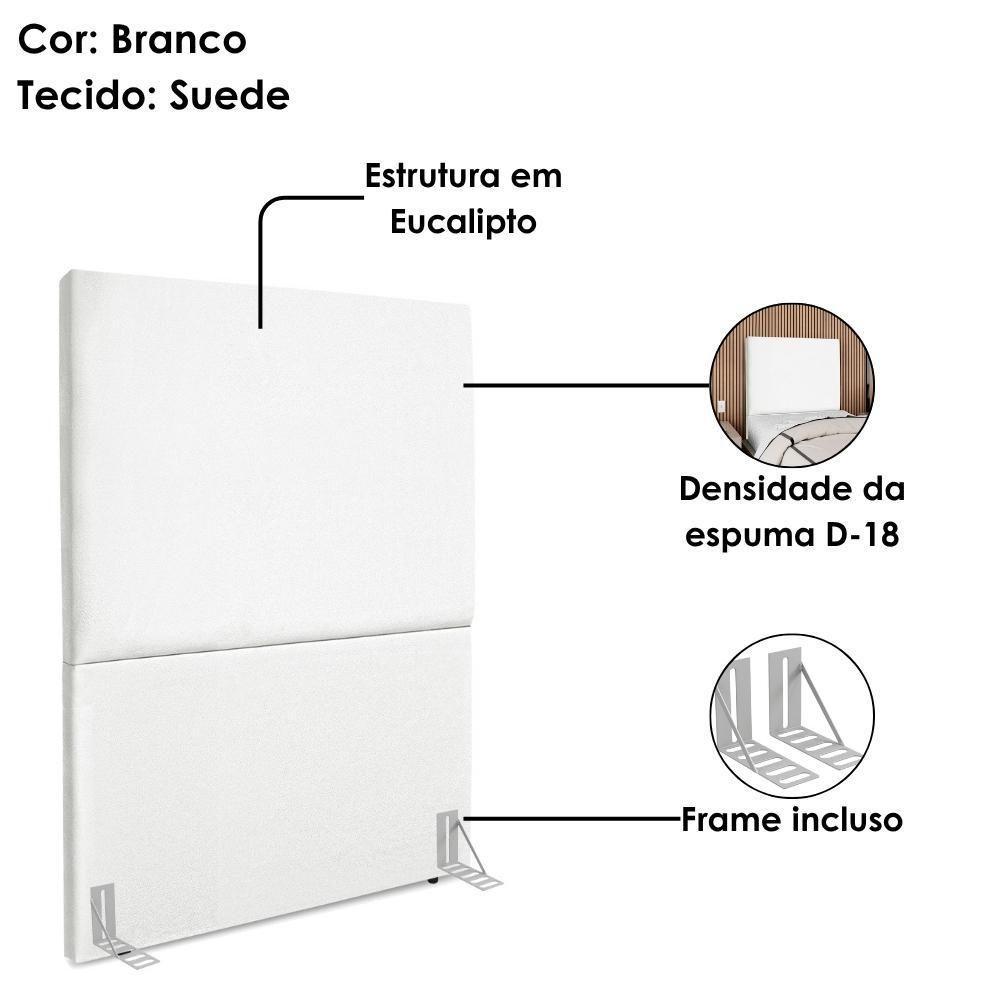 Cabeceira Solteiro 100 Cm Com Frame Luna Suede Branco Artte Branco - 4
