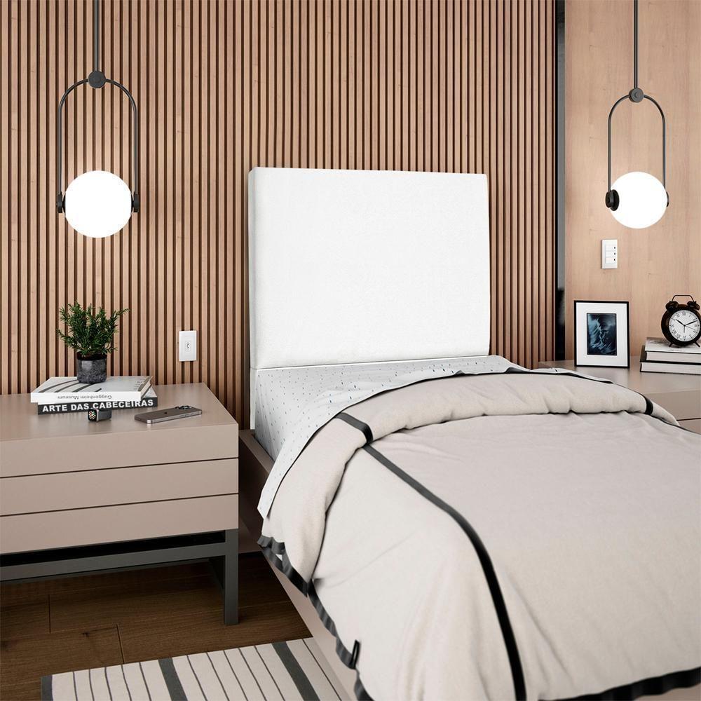 Cabeceira Solteiro 100 Cm Com Frame Luna Suede Branco Artte Branco - 8