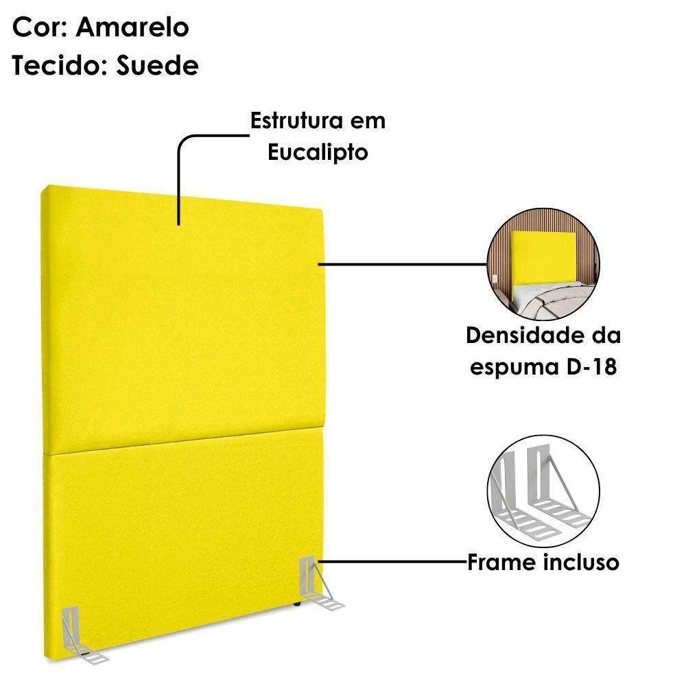 Cabeceira Solteiro 100 Cm Com Frame Luna Suede Amarelo Artte Amarelo - 4