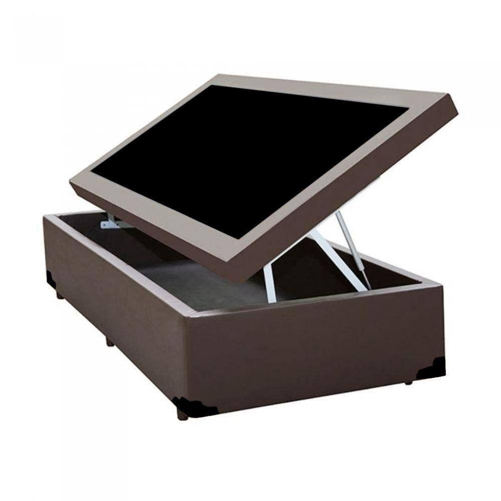 Cama Box Baú Blindado Solteiro Loja Xerife Sintético Marrom 41x88x188 - 1
