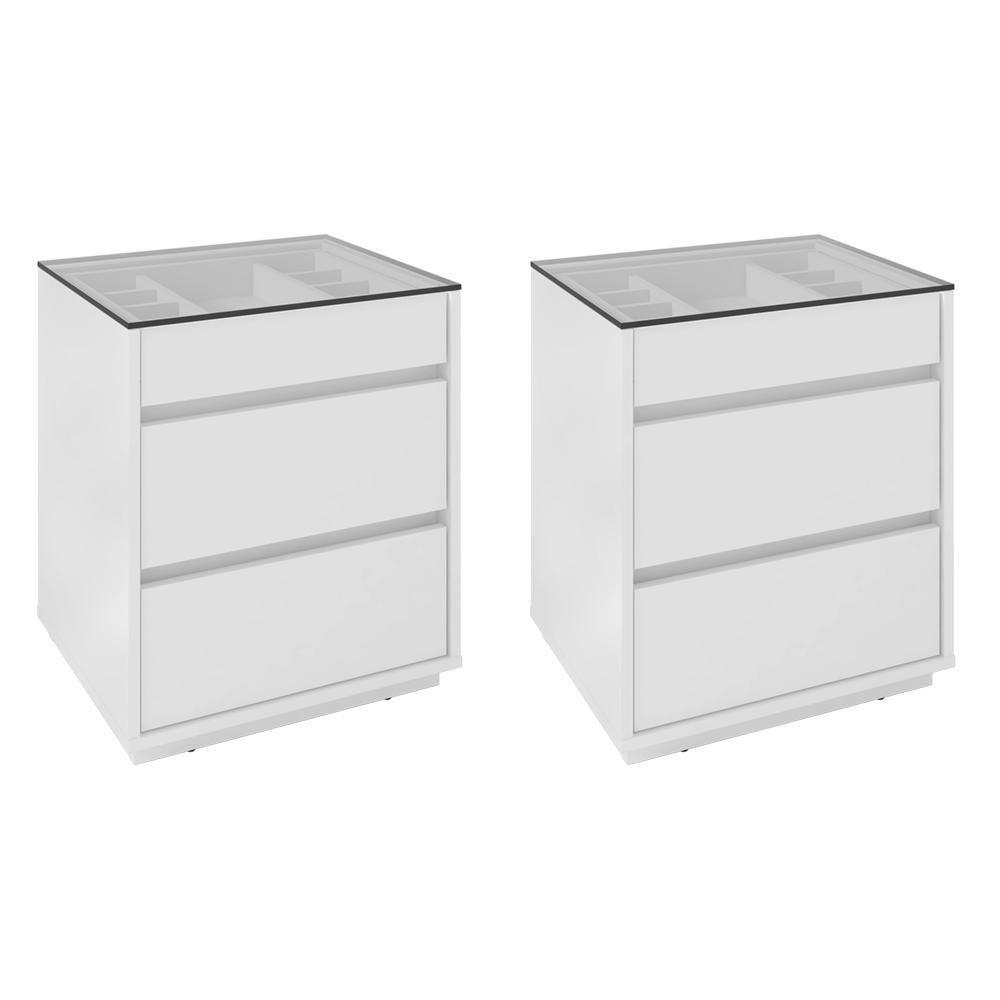 Kit 2 Mesas De Cabeceira 3 Gavetas 010023 Branco Dcasa Branco - 1
