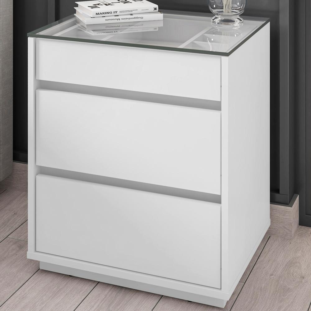 Kit 2 Mesas De Cabeceira 3 Gavetas 010023 Branco Dcasa Branco - 2