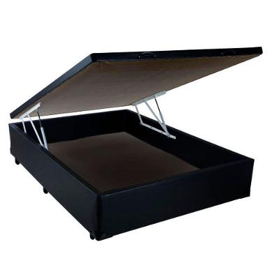 Cama Box Baú Blindado Casal Loja Xerife Sintético Preto 41x138x188